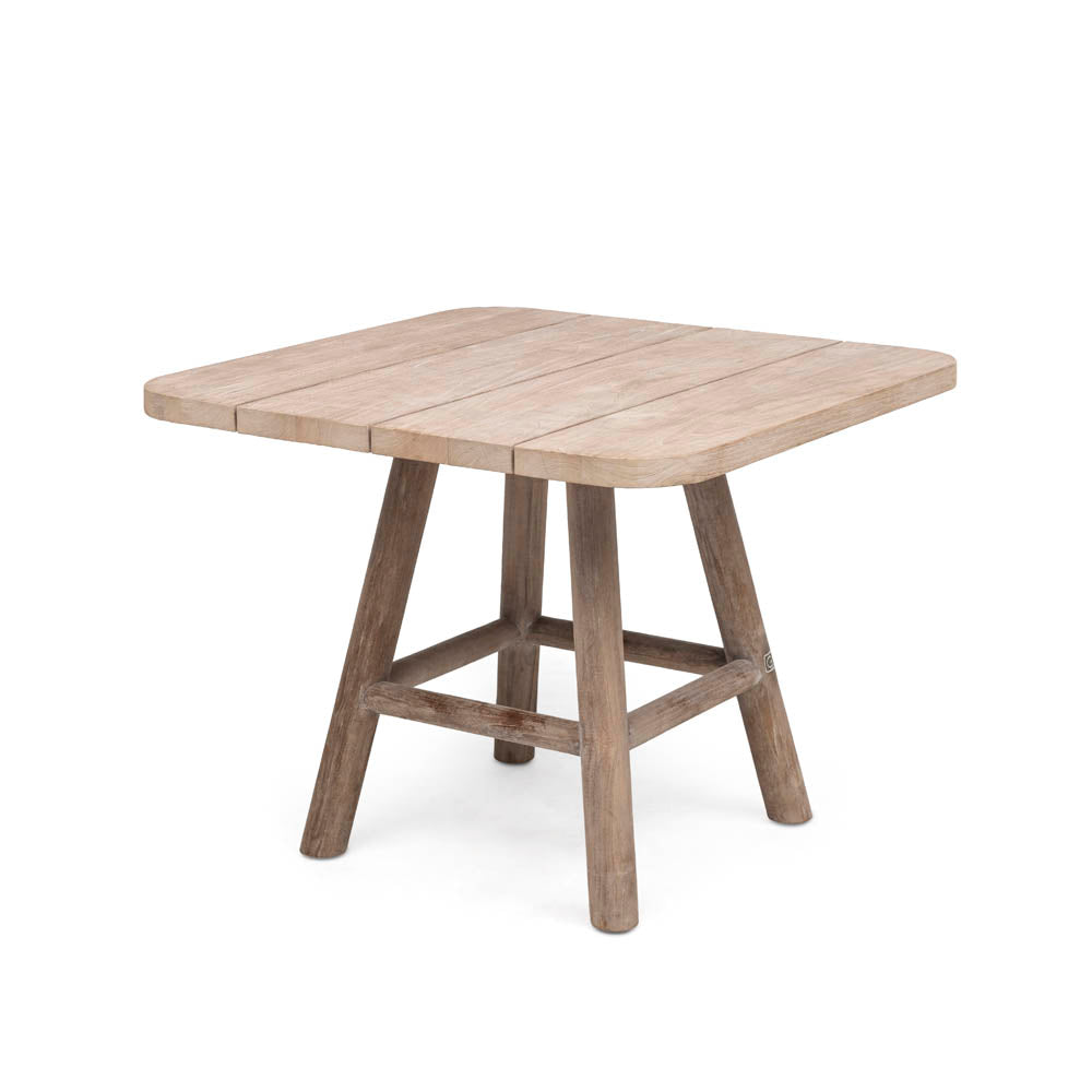 Outdoor-Bistrotisch Mieke aus Teakholz in Natural Grey von Gommaire, L75 x W75 x H95 cm