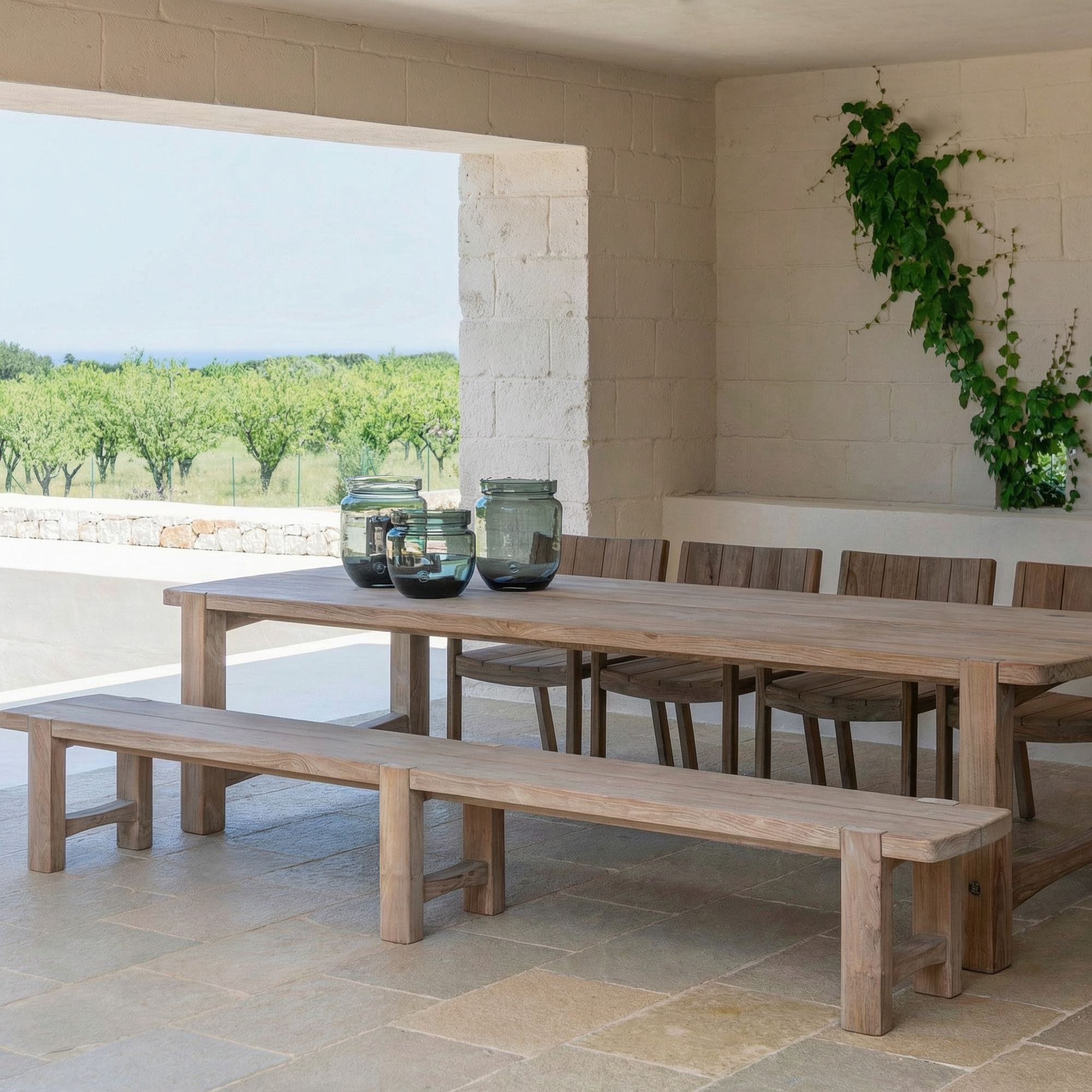 Outdoor-Sitzbank Jacoba Large Teak Natural Grey 310 cm | Gommaire bei STUFF Shop kaufen