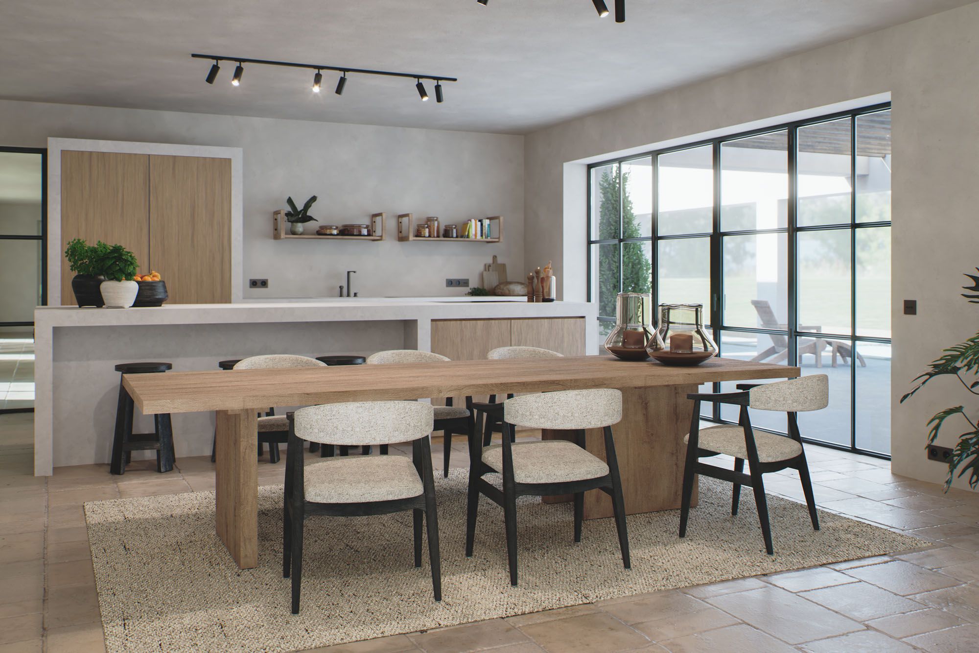 Armlehnenstuhl Faye von Gommaire aus Teakholz Fume mit gepolstertem Sitz und Rückenlehne