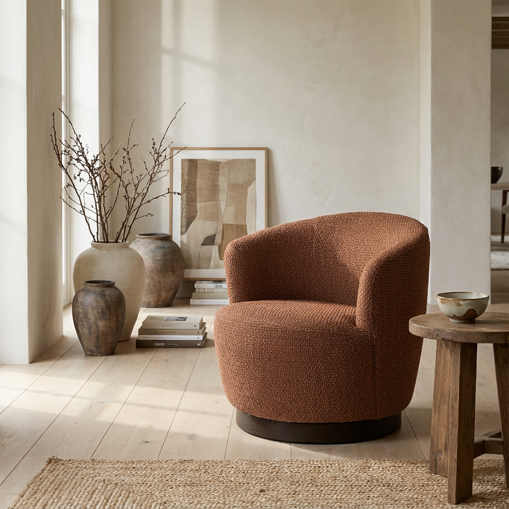 Club-Sessel Nathan Terracotta von Gommaire in warmem Terracotta-Farbton mit Drehfunktion bei STUFF Shop kaufen