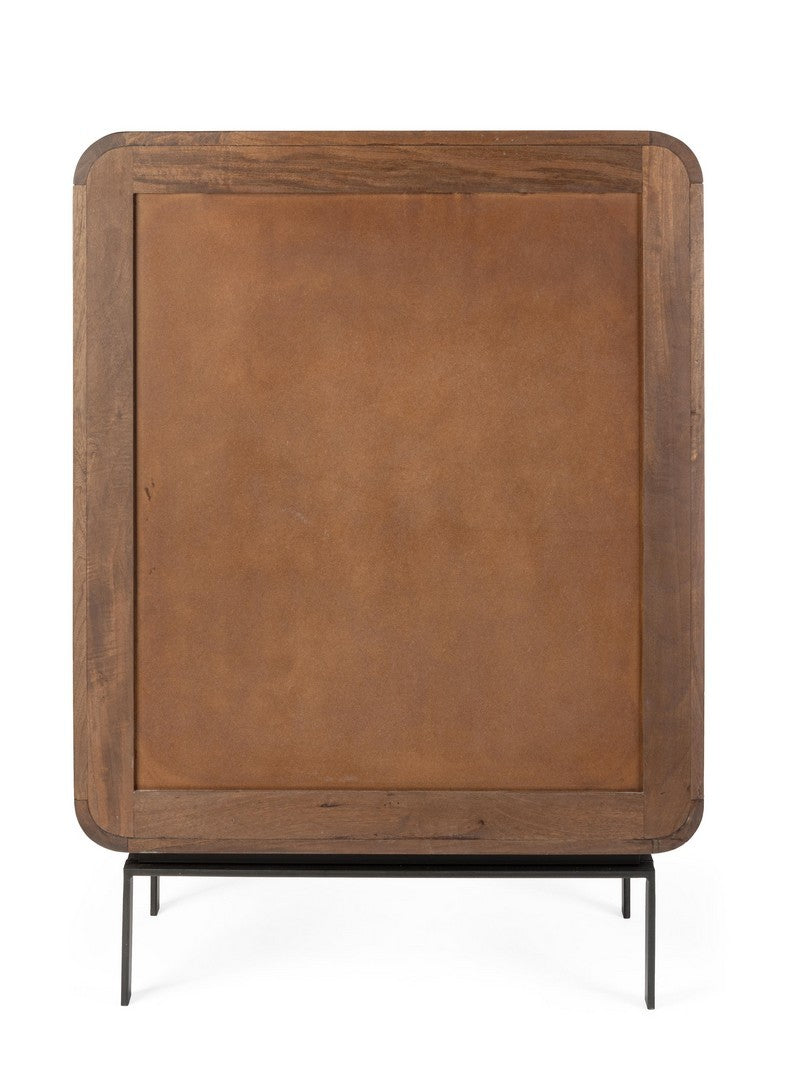 Schrank Orissa Braun aus Mangoholz mit gerillten Oberflächen und modernem Design