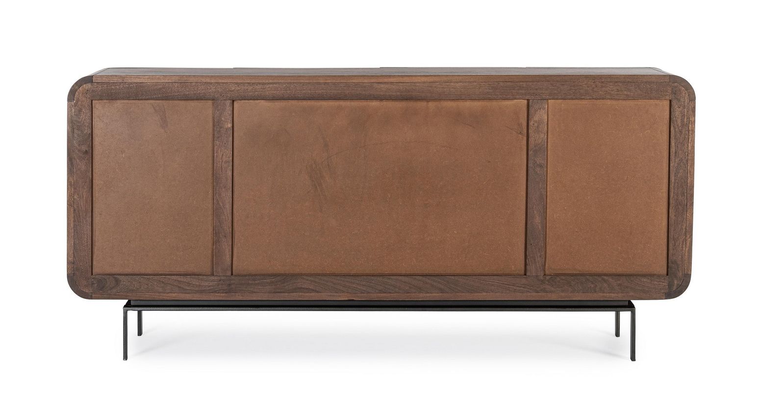 Sideboard Orissa 4-Türig Braun aus Mangoholz mit gerillten Oberflächen