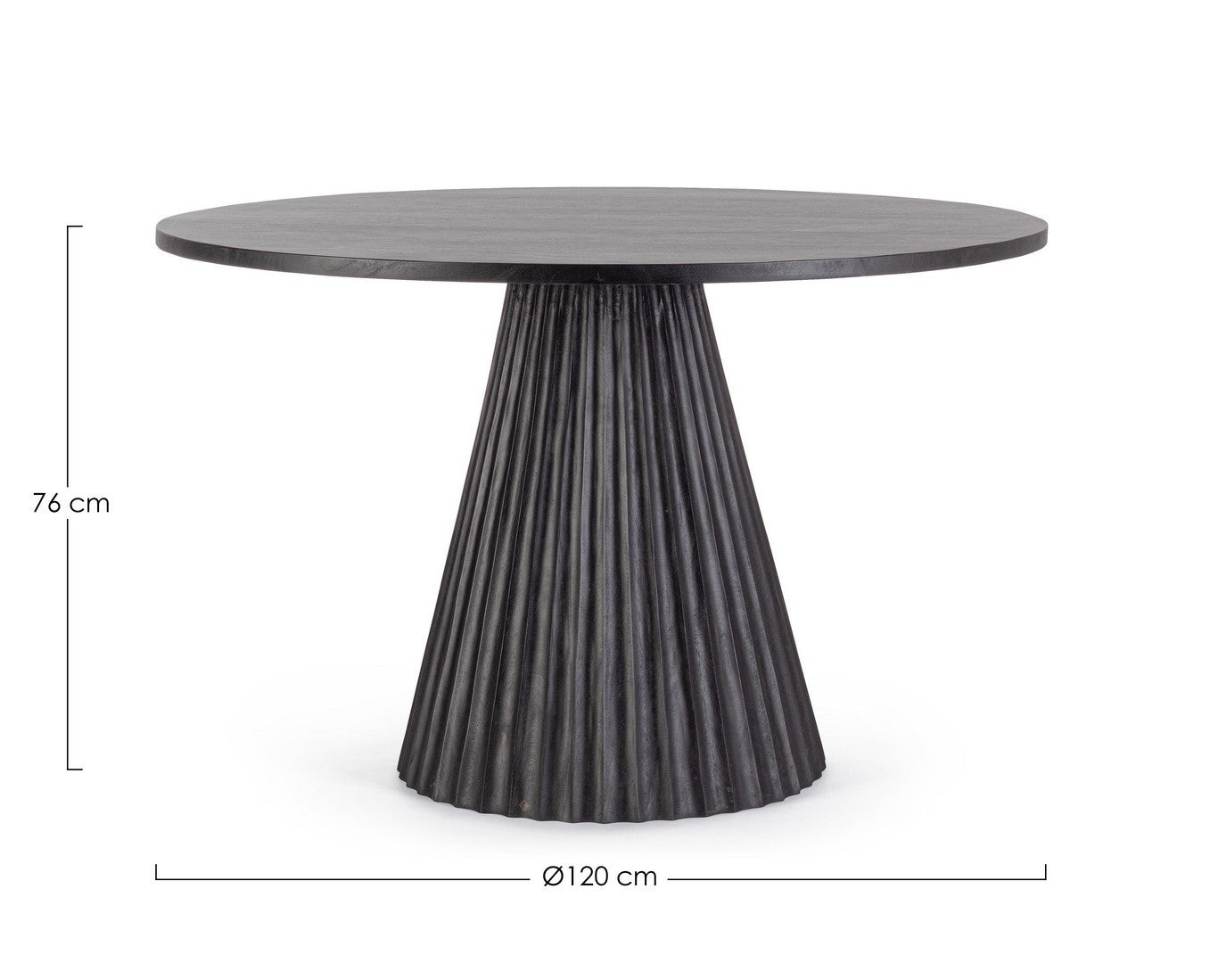 Esstisch Orissa Schwarz von Bizzotto, runder Esstisch aus Mangoholz, Ø120 cm, elegantes Design in Schwarz