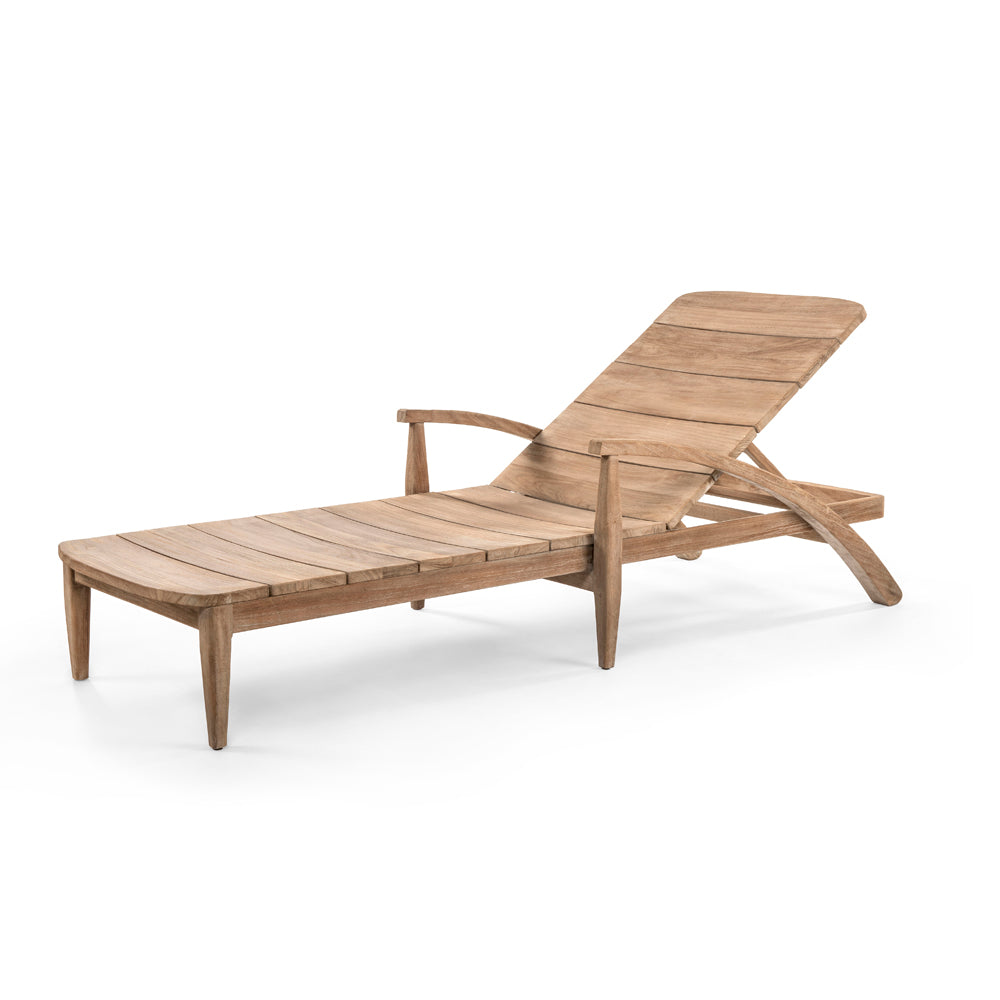 Sonnenliege Faye Teak Natural Grey ohne Polster – Gommaire Outdoor