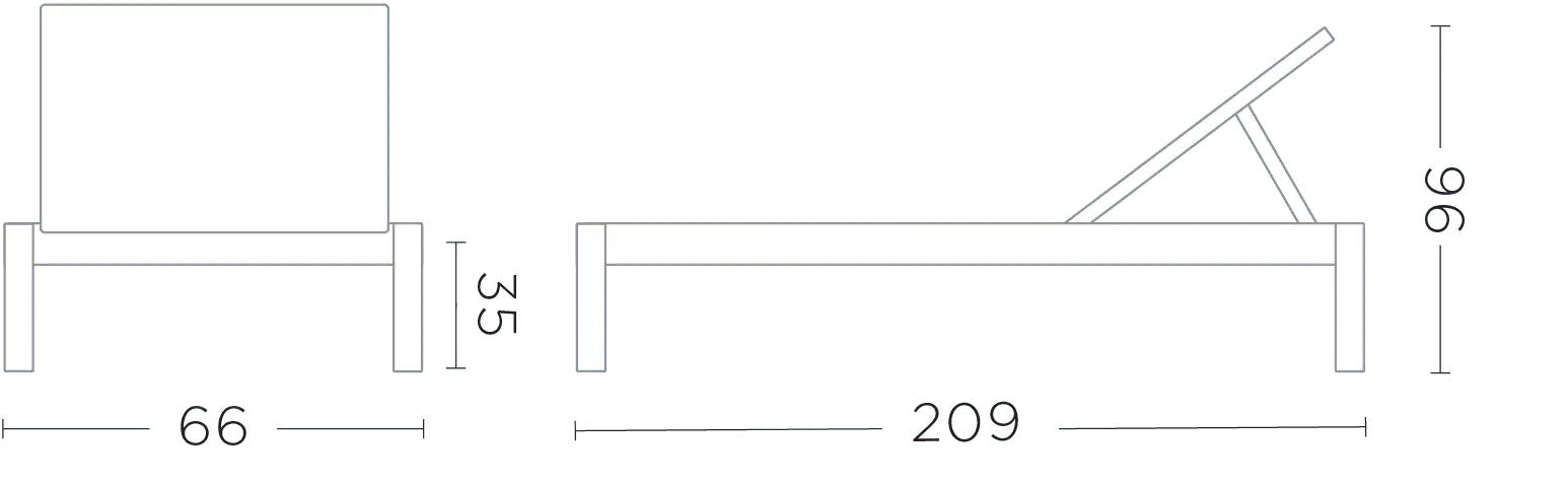 Sonnenliege Lisa aus Teakholz Natural Grey - Maße