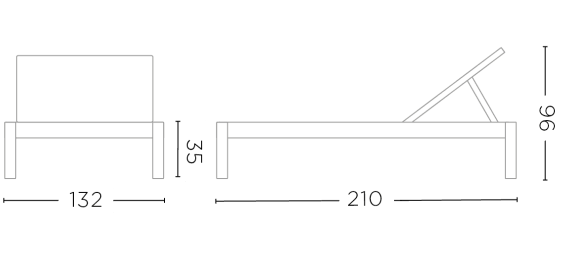 Sonnenliege Lisa Double aus Teakholz Natural Grey - Maße