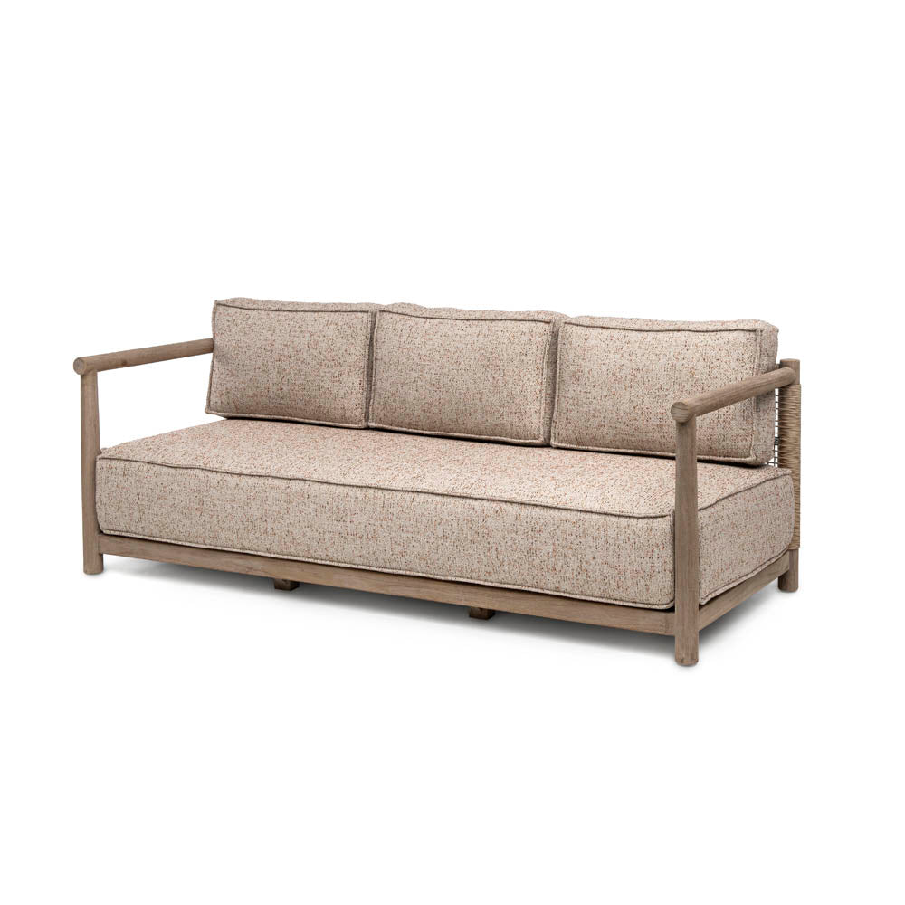 Sofa Mieke 2,5-Sitzer mit Polstern aus recyceltem Teakholz und PE Wicker Sand - bei STUFF Shop kaufen