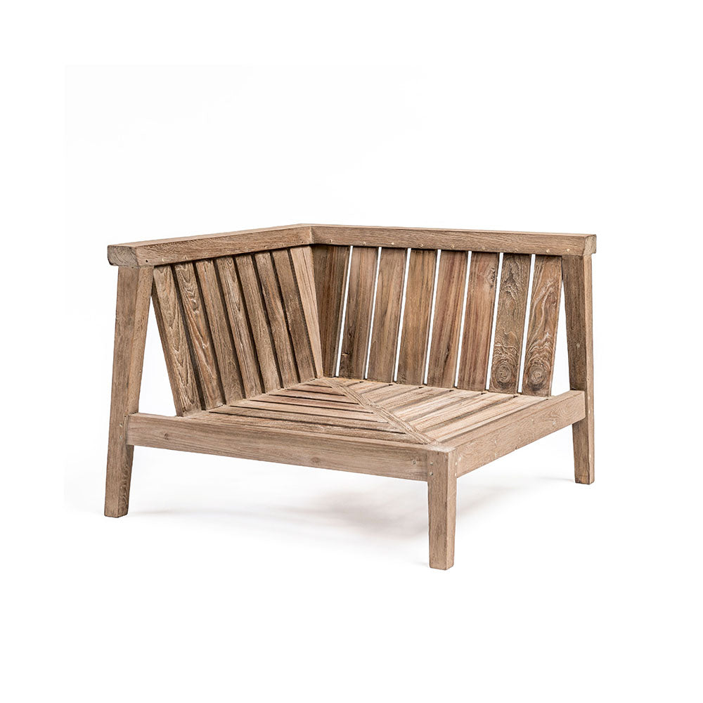 Corner modulares Sofa Copenhague in Teak Natural Grey mit Polster - Outdoor-Lounge mit modularem Ecksofa Copenhague von GOMMAIRE