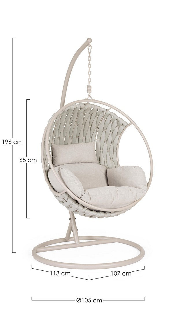 Moderner Outdoor-Hängesessel M-K Galapagos Hell mit stabilem Stahlgestell