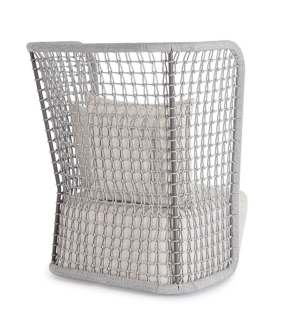 Outdoor Sessel M-K KOLLAR ARTIC von Bizzotto mit Seilgeflecht und hellem Polster