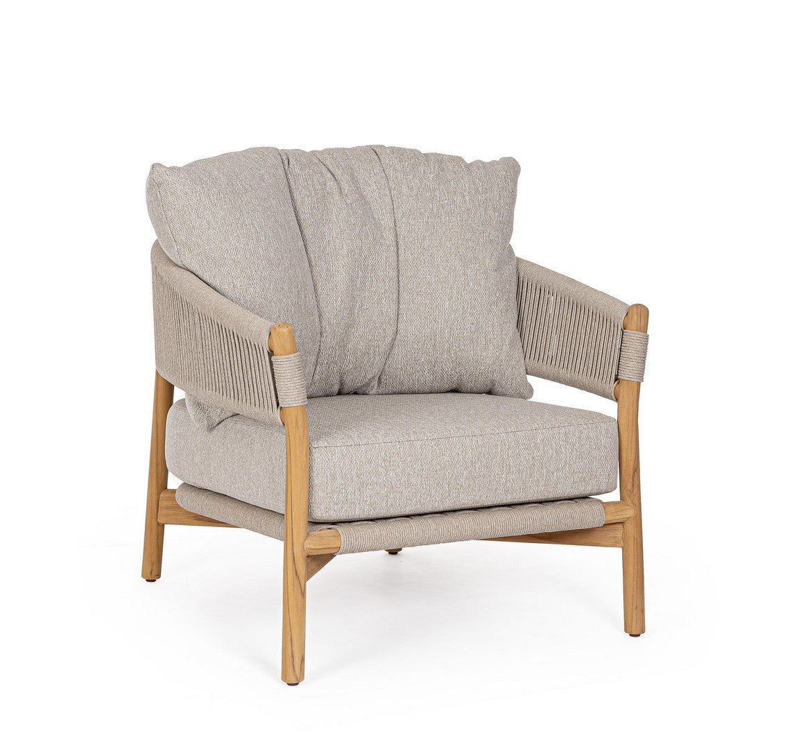 Outdoor-Sessel Garita von Bizzotto mit Teakholzgestell und Seilgeflecht