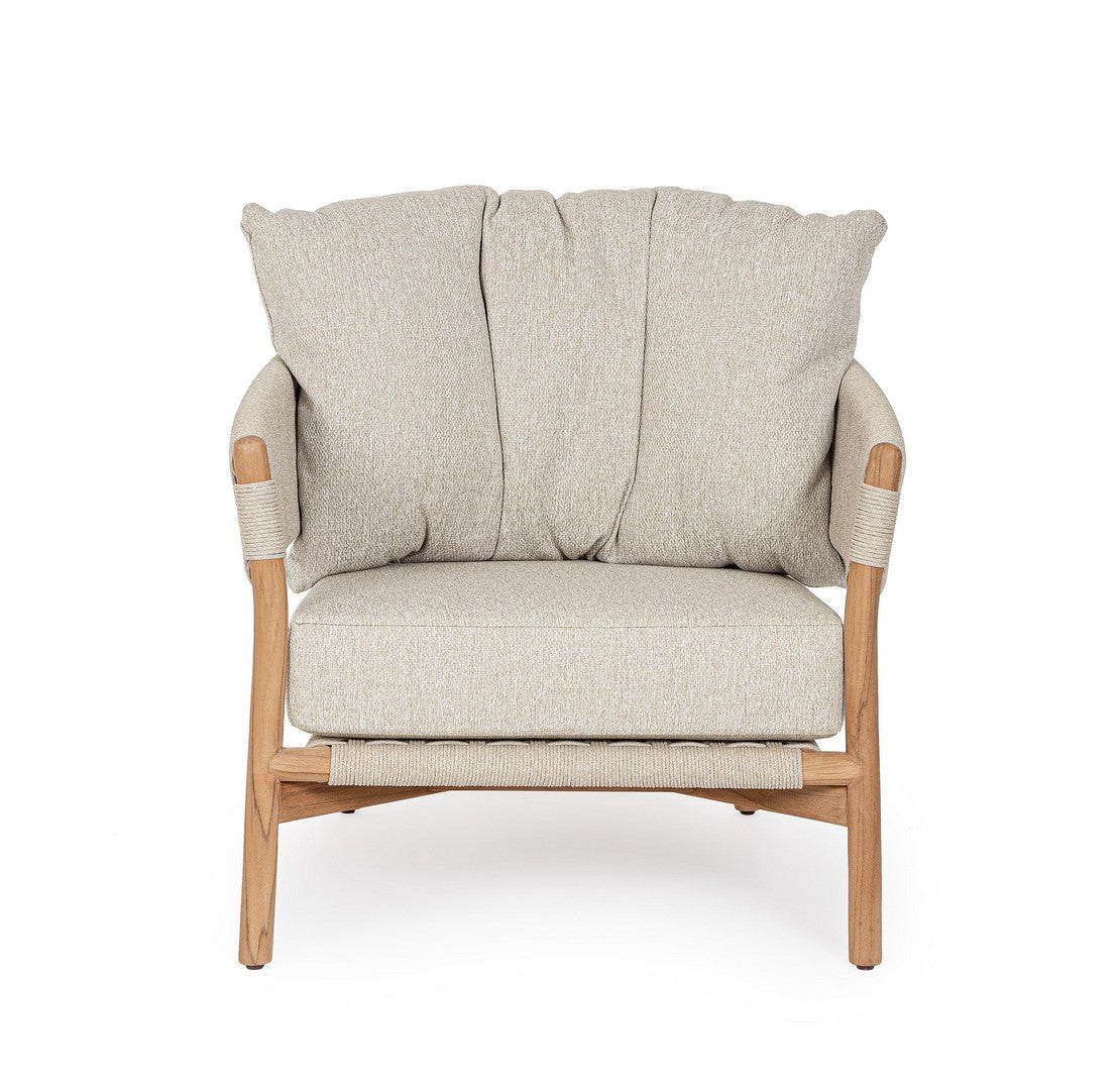 Outdoor-Sessel Garita von Bizzotto mit Teakholzgestell und Seilgeflecht