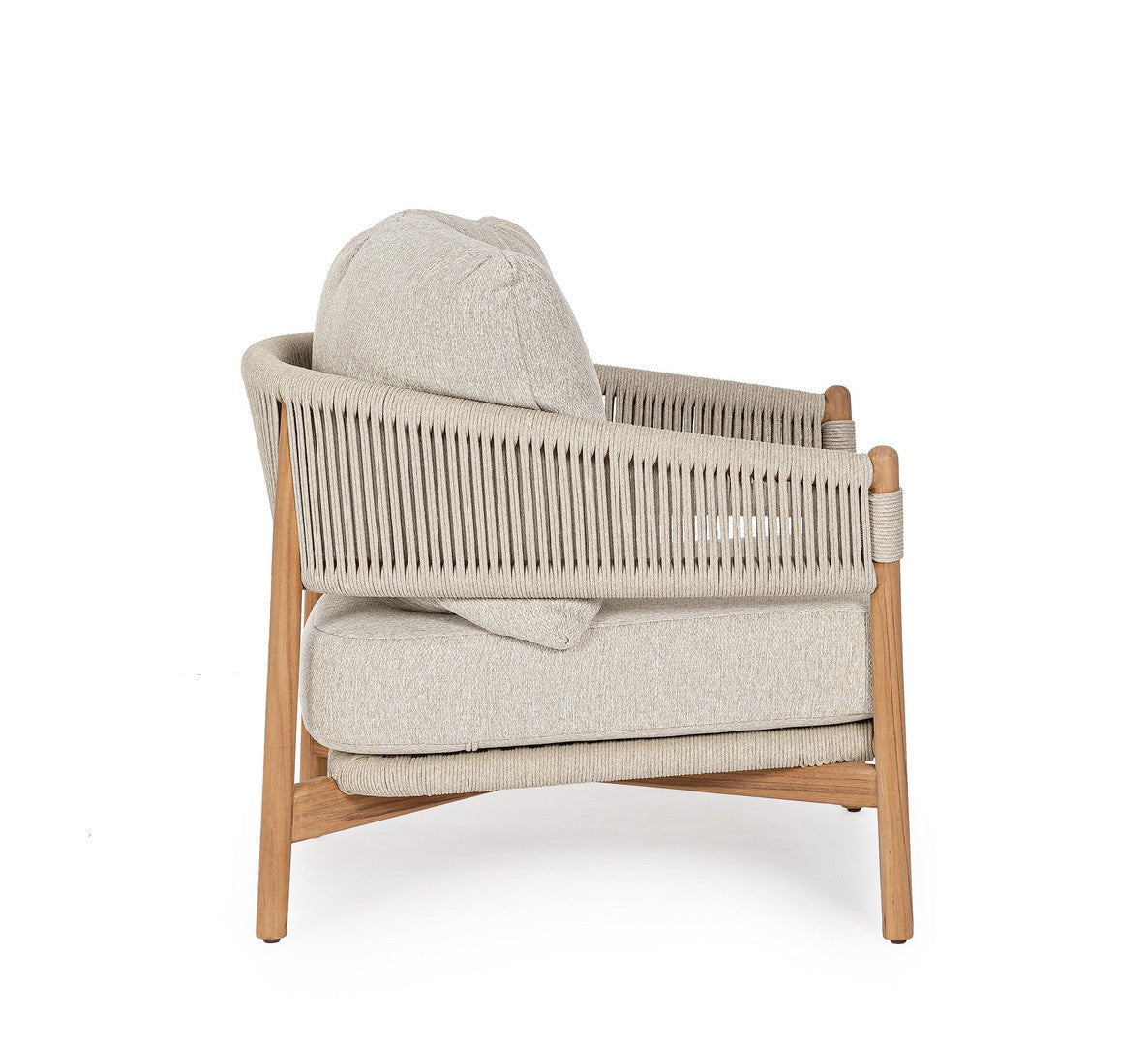 Outdoor-Sessel Garita von Bizzotto mit Teakholzgestell und Seilgeflecht