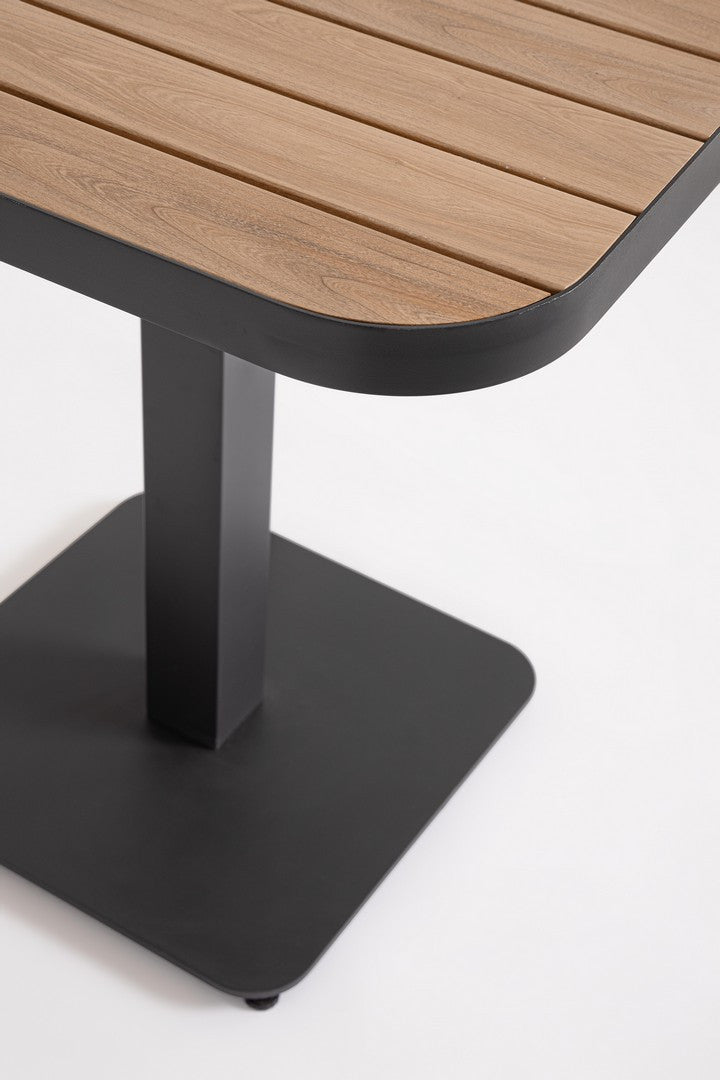 Outdoor Bistrotisch Belmar von Bizzotto in Anthrazit mit Holzoptik-Platte