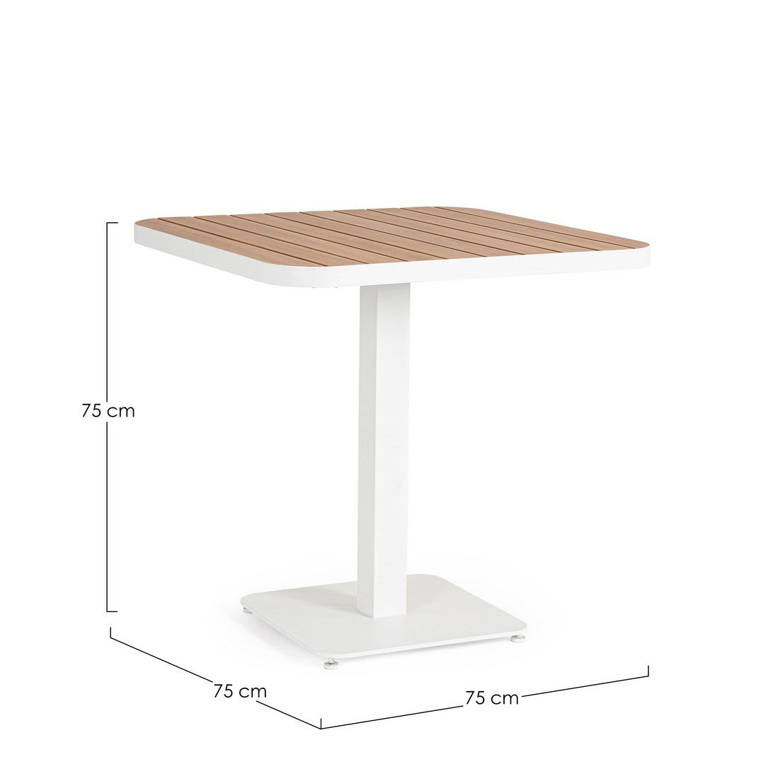 Outdoor Bistrotisch Belmar von Bizzotto in Weiß Maße mit Holzoptik-Platte | Bizzotto bei STUFF Shop kaufen