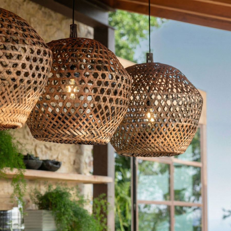 Hängelampe Bombay M aus handgeflochtenem Bambus Ø48 cm | Gommaire Organic Living