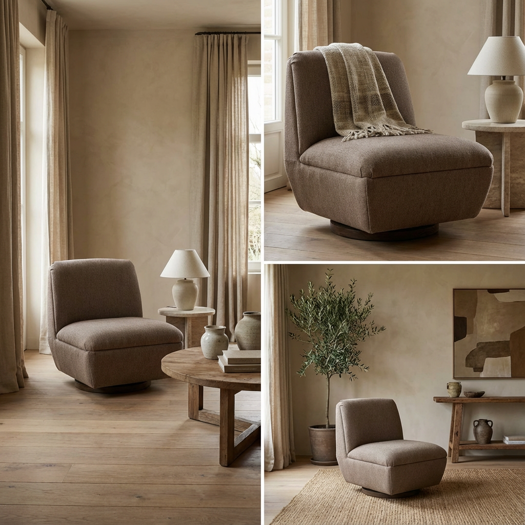 Gommaire Club Sessel Jules drehbar Sand | eleganter Indoor Sessel aus Stoff bei STUFF Shop kaufen