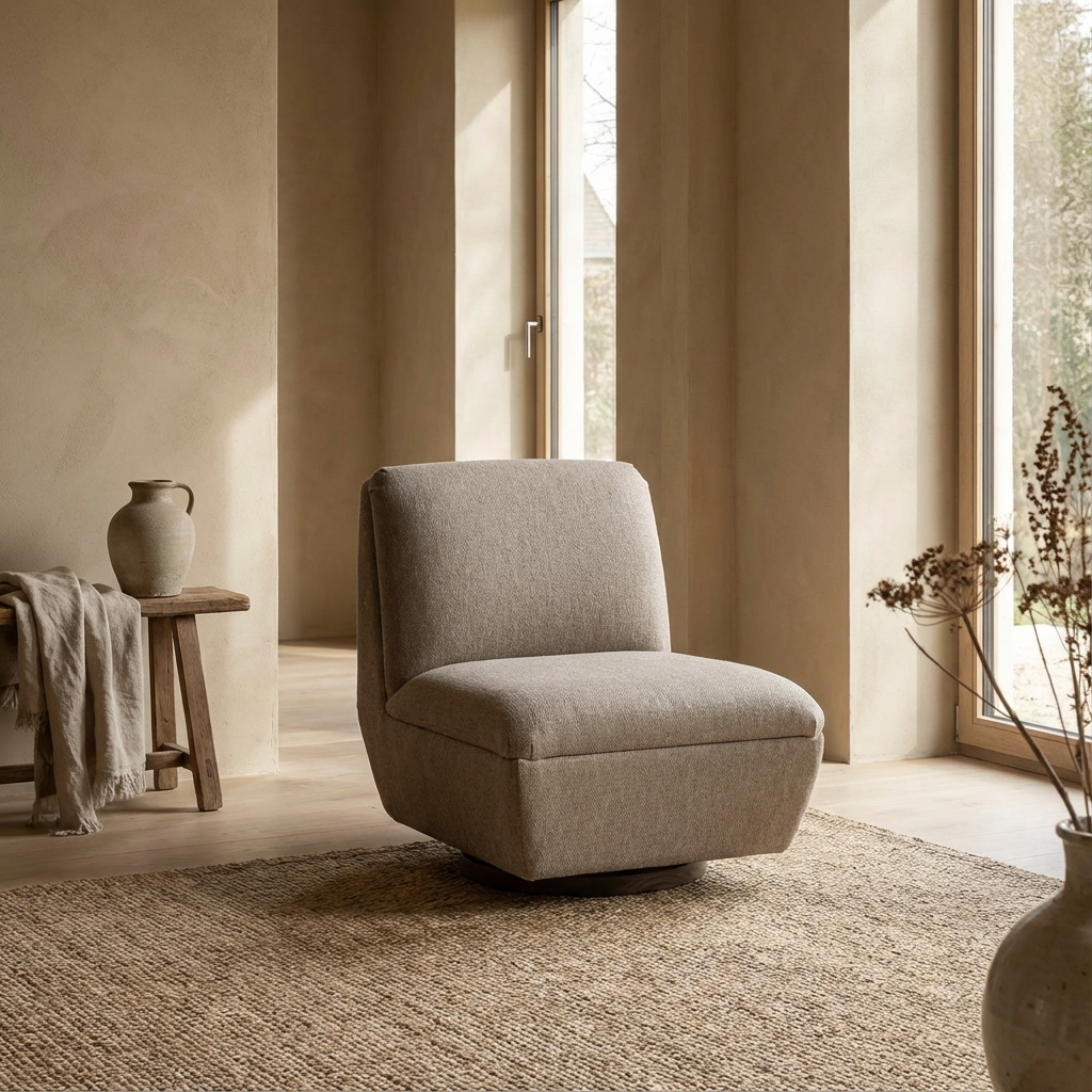 Gommaire Club Sessel Jules drehbar Sand | eleganter Indoor Sessel aus Stoff bei STUFF Shop kaufen