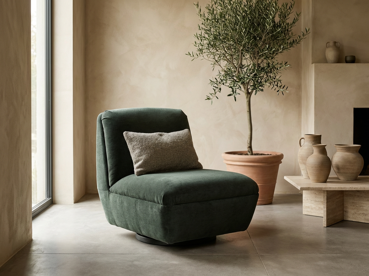 Gommaire Club Sessel Jules drehbar Forest | eleganter Indoor Sessel in tiefem Grünton bei STUFF Shop kaufen