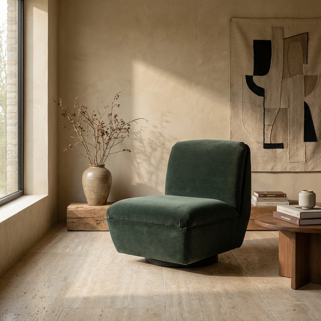 Gommaire Club Sessel Jules drehbar Forest | eleganter Indoor Sessel in tiefem Grünton bei STUFF Shop kaufen