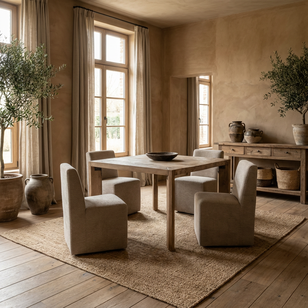 Gommaire Esszimmerstuhl Jerry mit Rollen in modernem Essbereich