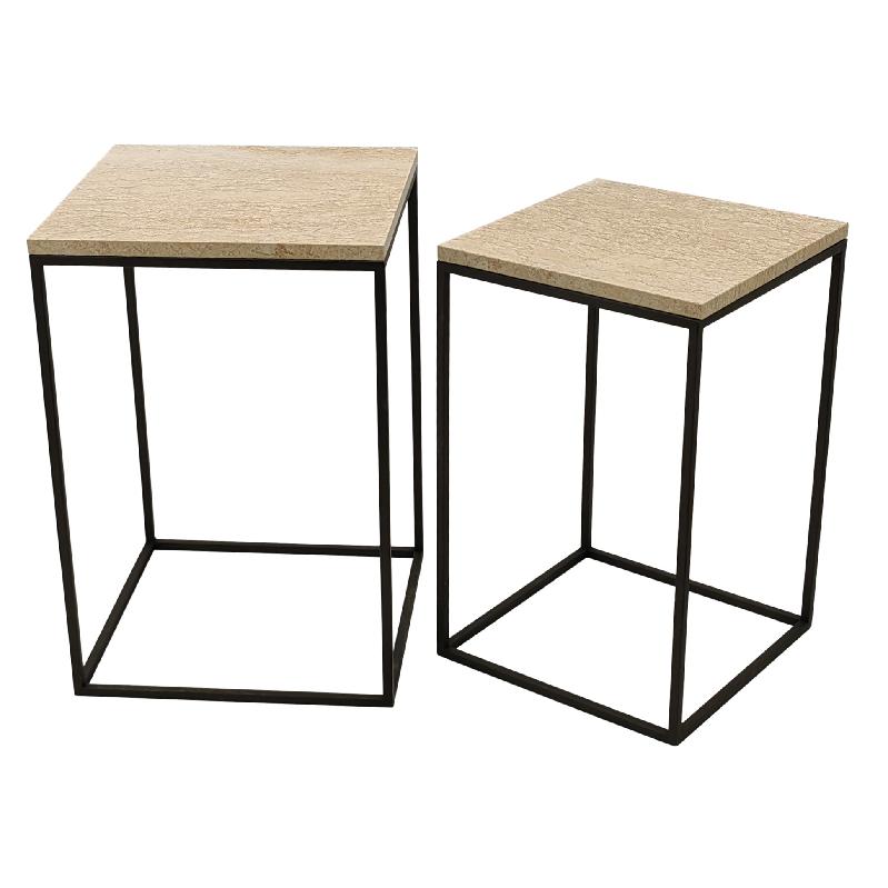 Beistelltisch von PTMD – eleganter sitzmöbel aus Stoff in Beige mit Metallgestell im modernem Design, komfortabel.