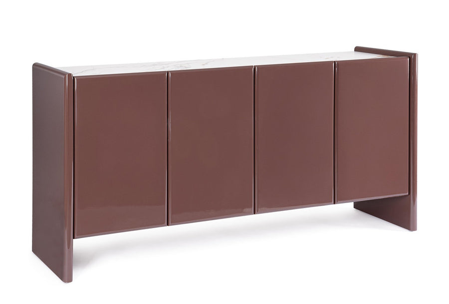 Modernes Sideboard Otilia Braun, schräg von vorne, mit eleganten Rundkanten | Bizzotto bei STUFF Shop kaufen