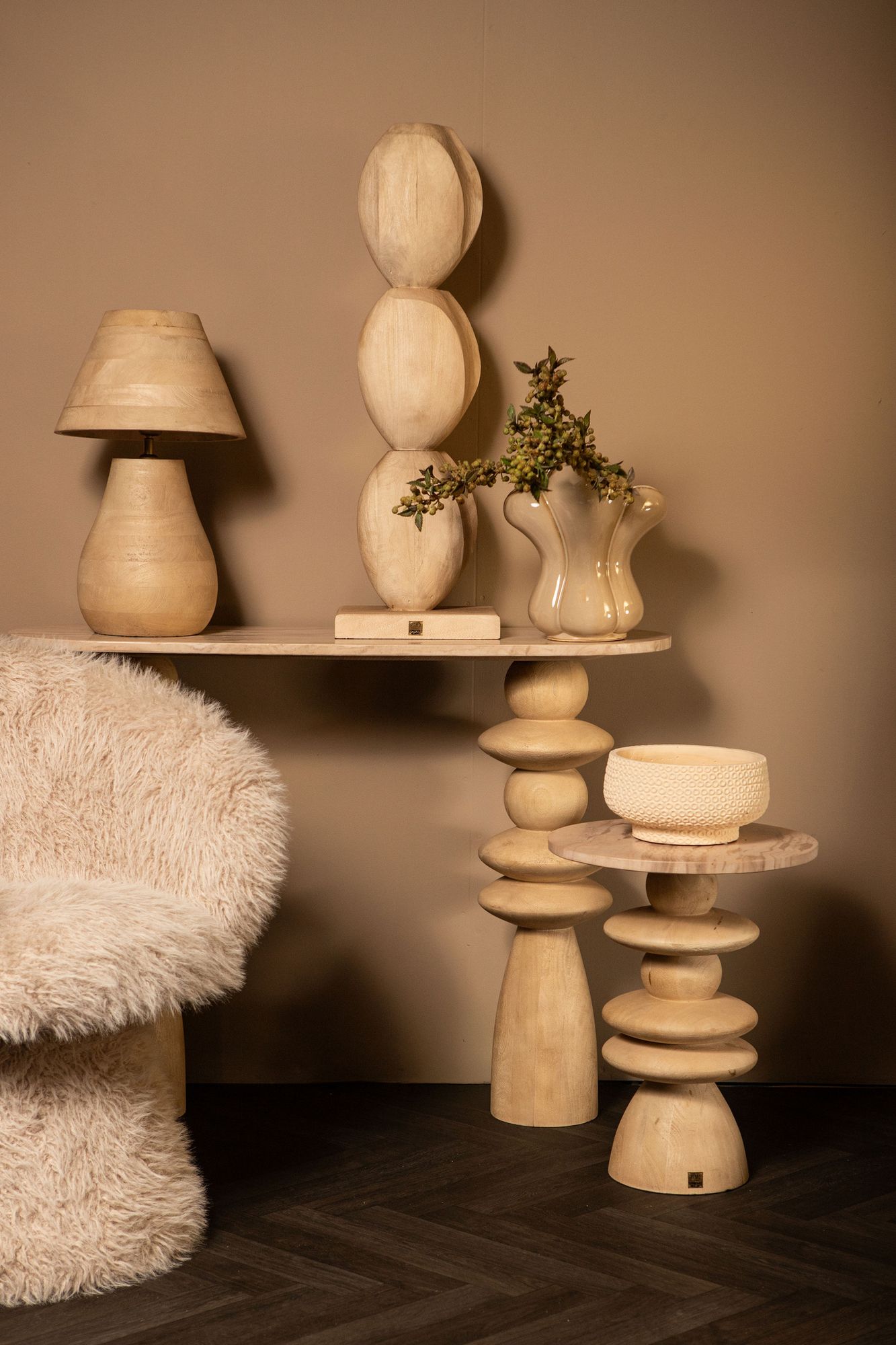 Indoor Designmöbel Konsole Callain Natural oval in natur | Ptmd | zeitloses Design, hochwertig verarbeitet, ideal für Wohn- und Essbereich