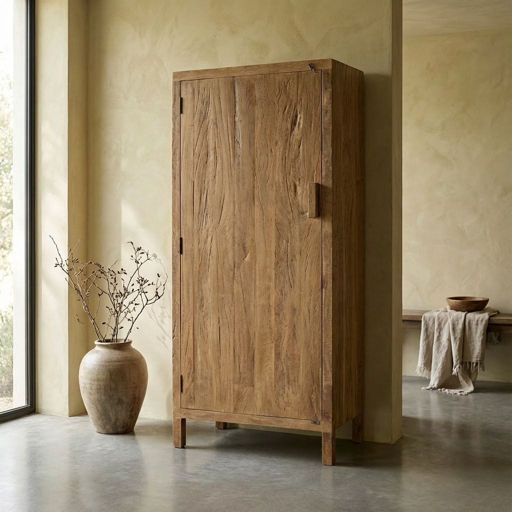 Interioransicht des handgefertigten Schranks aus recyceltem Altholz | STUFF Shop