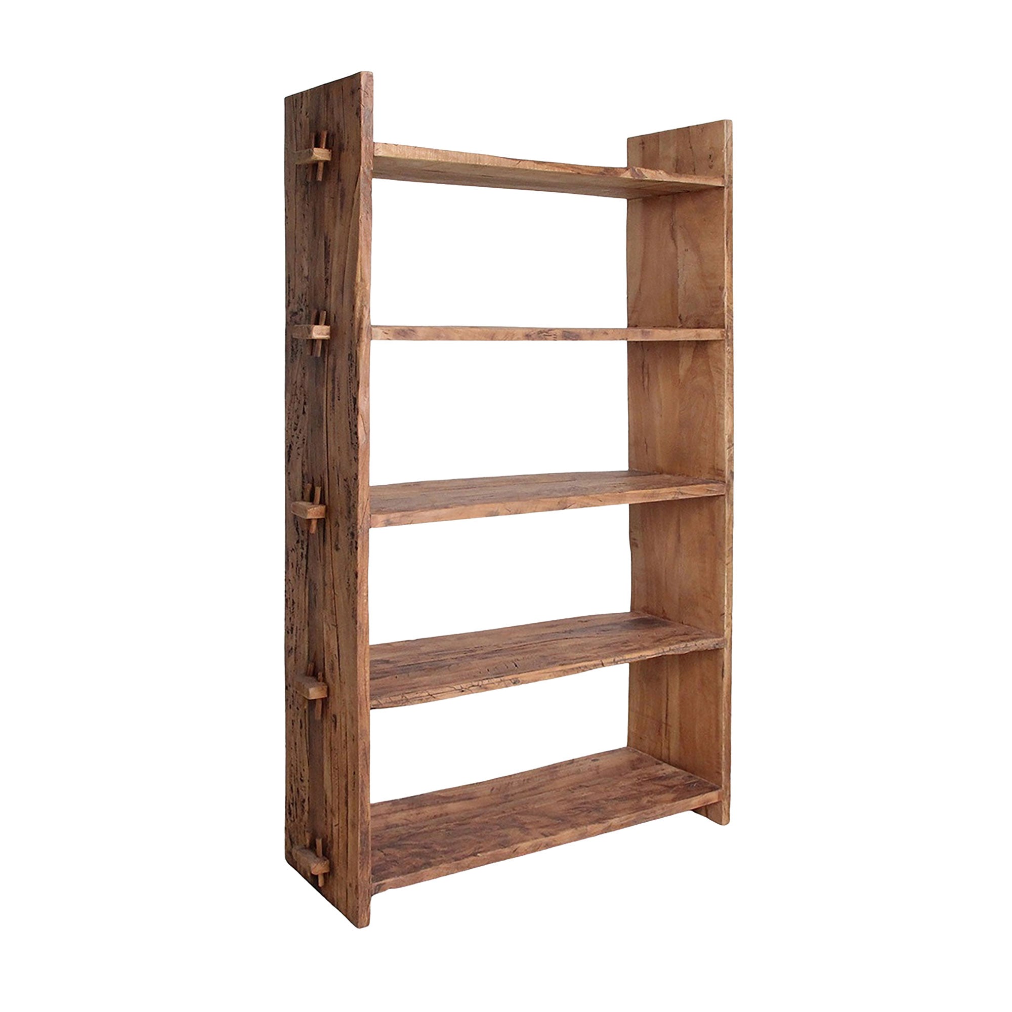 Komplette Ansicht des handgefertigten Regals aus recyceltem Altholz