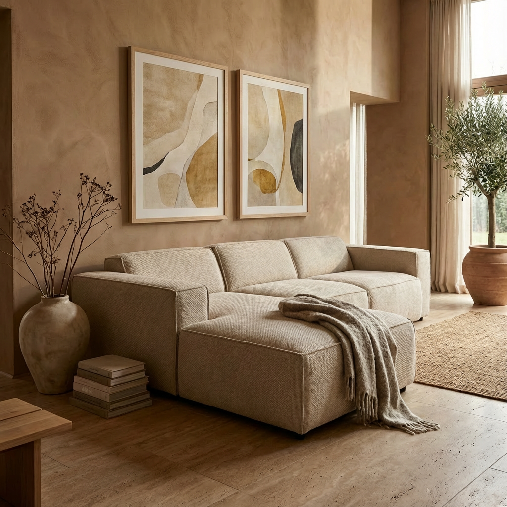 PTMD Sofa Trapani modular | Designsofa mit flexiblen Modulen in Ausführung | 3Seat+CL-Arm-L | Stoff Eden 03 Cream