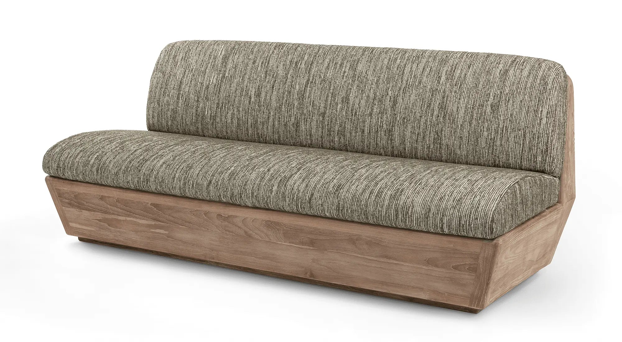 Outdoor-Sofa Jules aus Teakholz Natural Grey mit Polstern in Knelout, Knelout Deluxe, Ktextout oder Ktextout Deluxe | Gommaire Outdoor Kollektion bei STUFF Shop