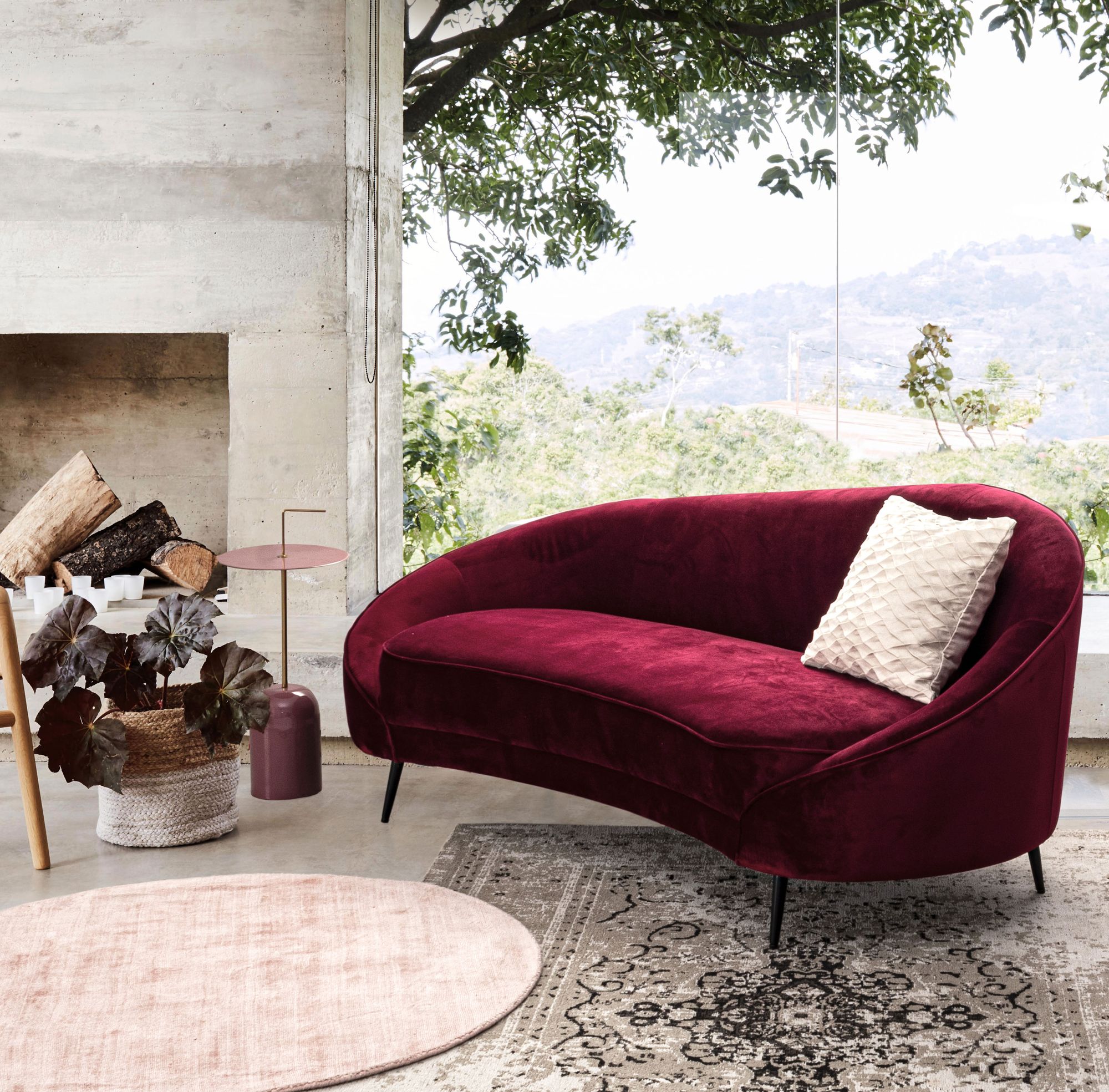 Indoor Sofa Sofa Seraphin Wine 2Pl | Bizzotto | zeitloses Design, hochwertig verarbeitet, ideal für Wohn- und Essbereich