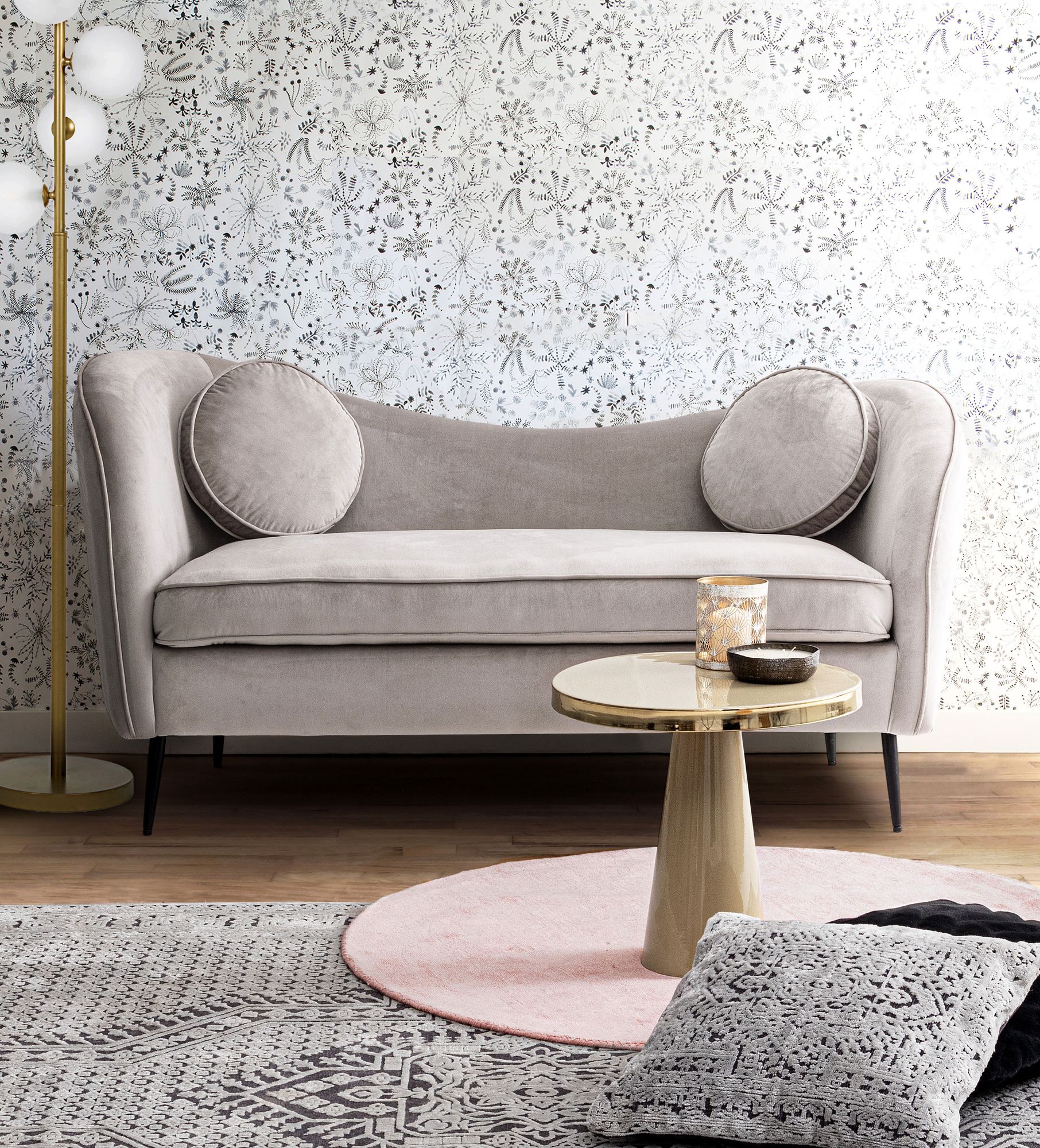 Detailaufnahme Oberfläche | Indoor Sofa Sofa Candis Hellgrau 2Pl | zeitloses Design, hochwertig verarbeitet, ideal für Wohn- und Essbereich