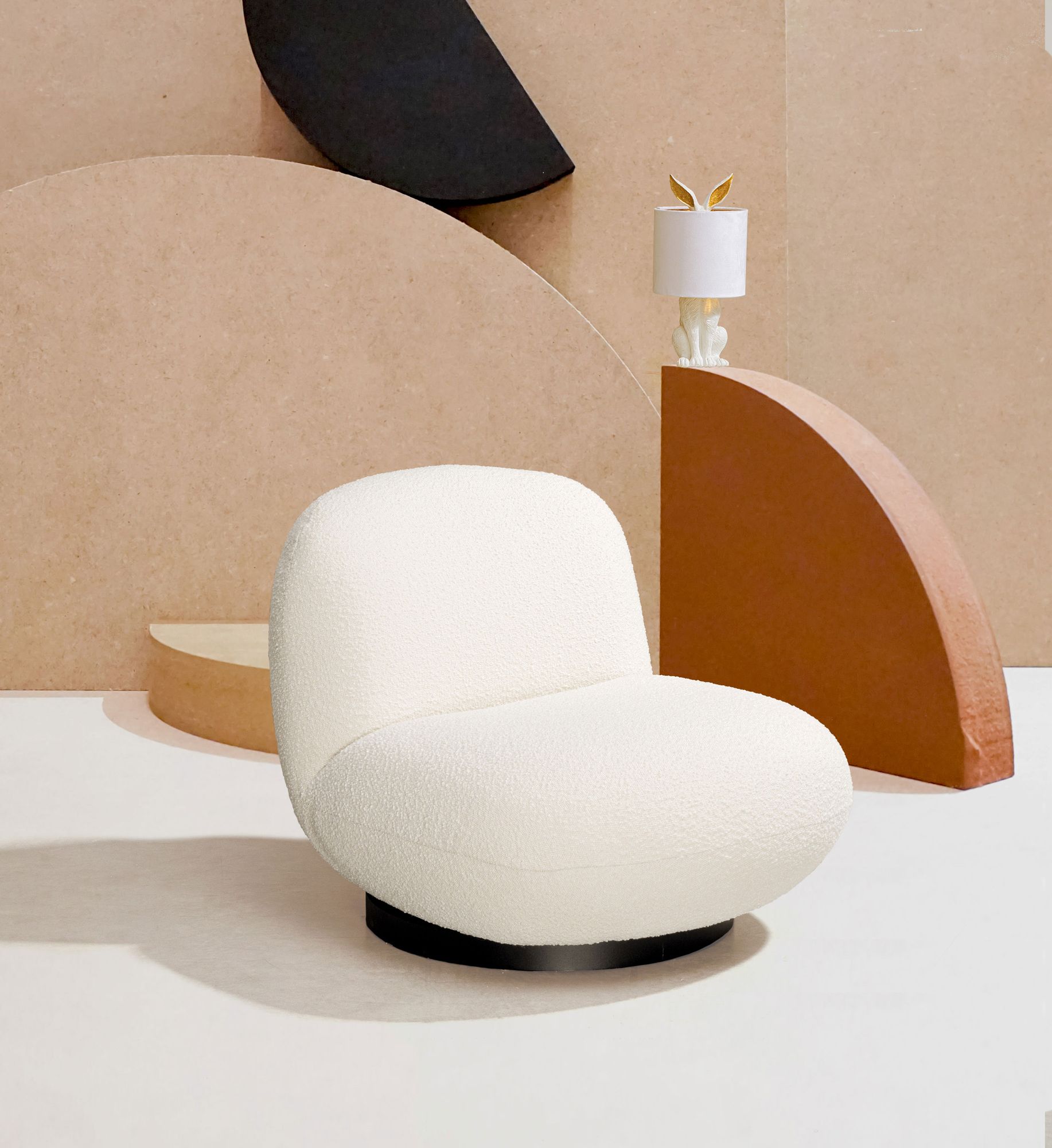 Sessel drehbar Margot Weiss Boucle