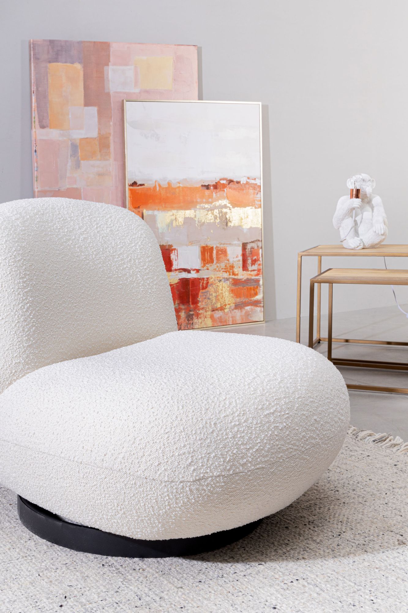 Sessel drehbar Margot Weiss Boucle