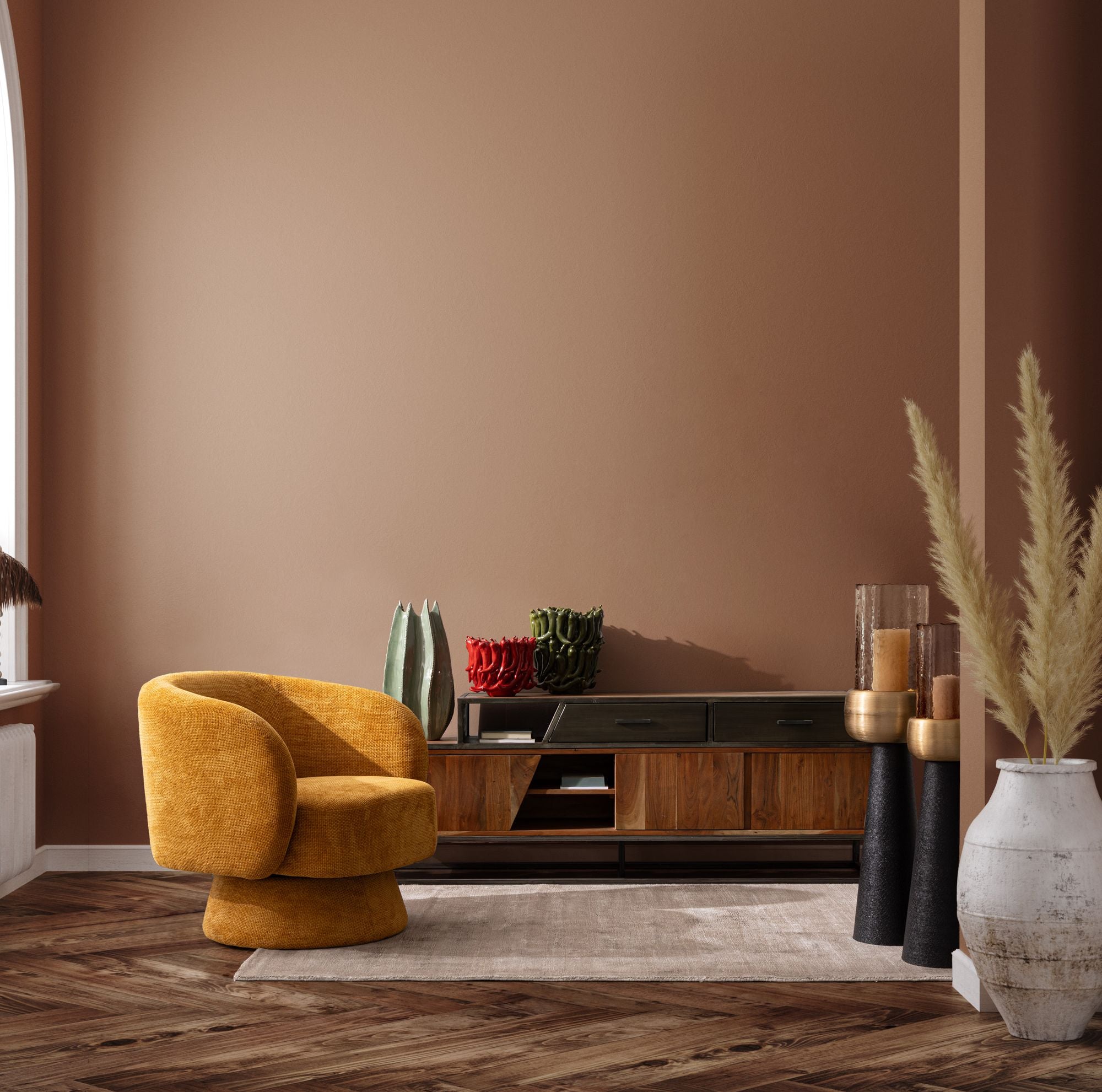 Indoor Sofa Sessel drehbar Julienne Senf im Wohnambiente | zeitloses Design, hochwertig verarbeitet, ideal für Wohn- und Essbereich