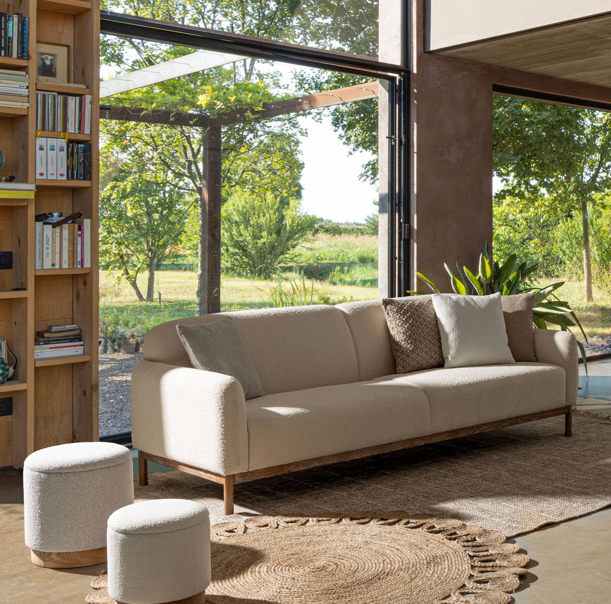 Indoor Sofa Sofa 3Pl Detroit Naturfarbe Boucle' aus Bouclé in natur | Bizzotto | zeitloses Design, hochwertig verarbeitet, ideal für Wohn- und