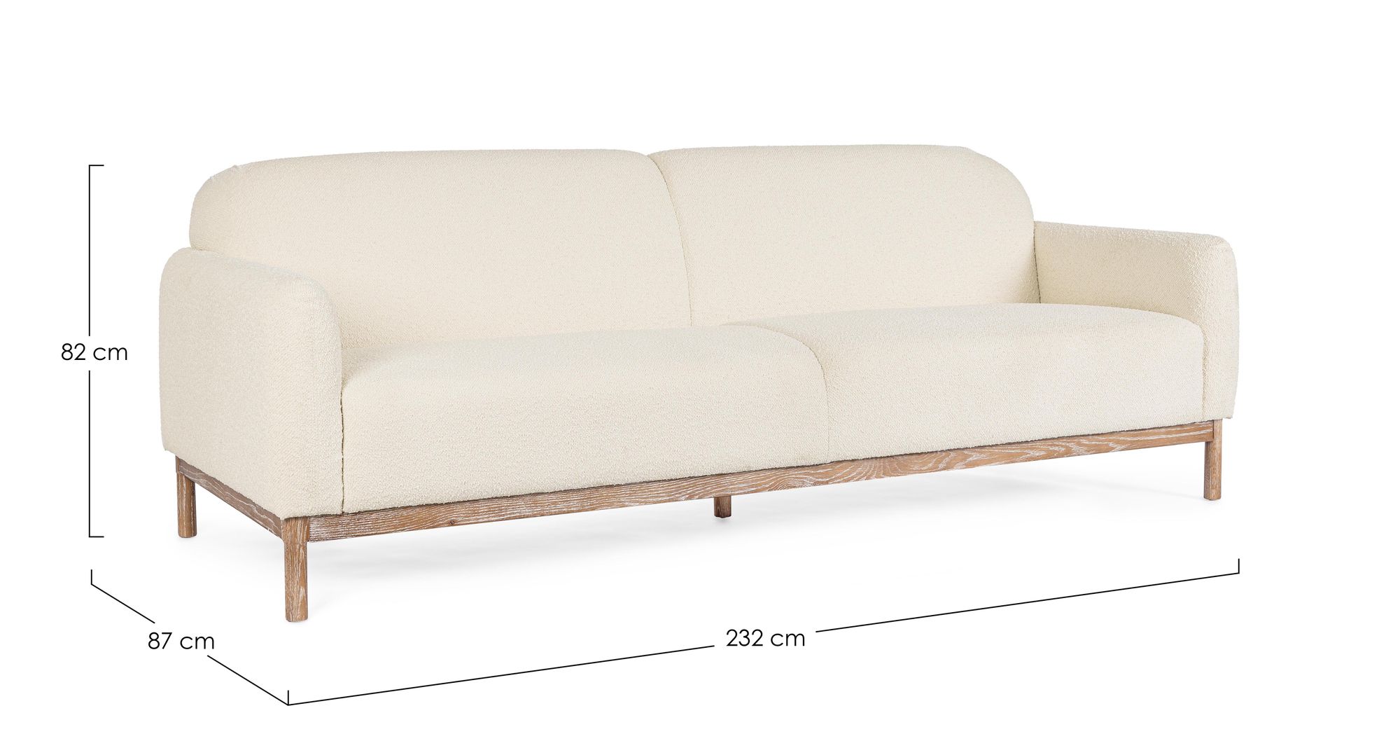 Indoor Sofa Sofa 3Pl Detroit Naturfarbe Boucle' im Wohnambiente aus Bouclé | zeitloses Design, hochwertig verarbeitet, ideal für Wohn- und Essbereich |