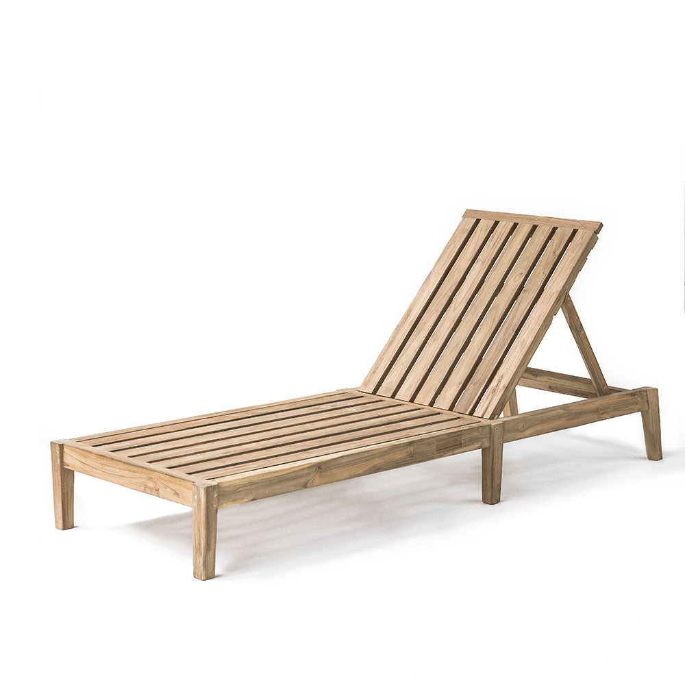 Copenhagen Sonnenbett aus Teakholz mit Outdoor-Polster in Natural Grey Freisteller | STUFF Shop