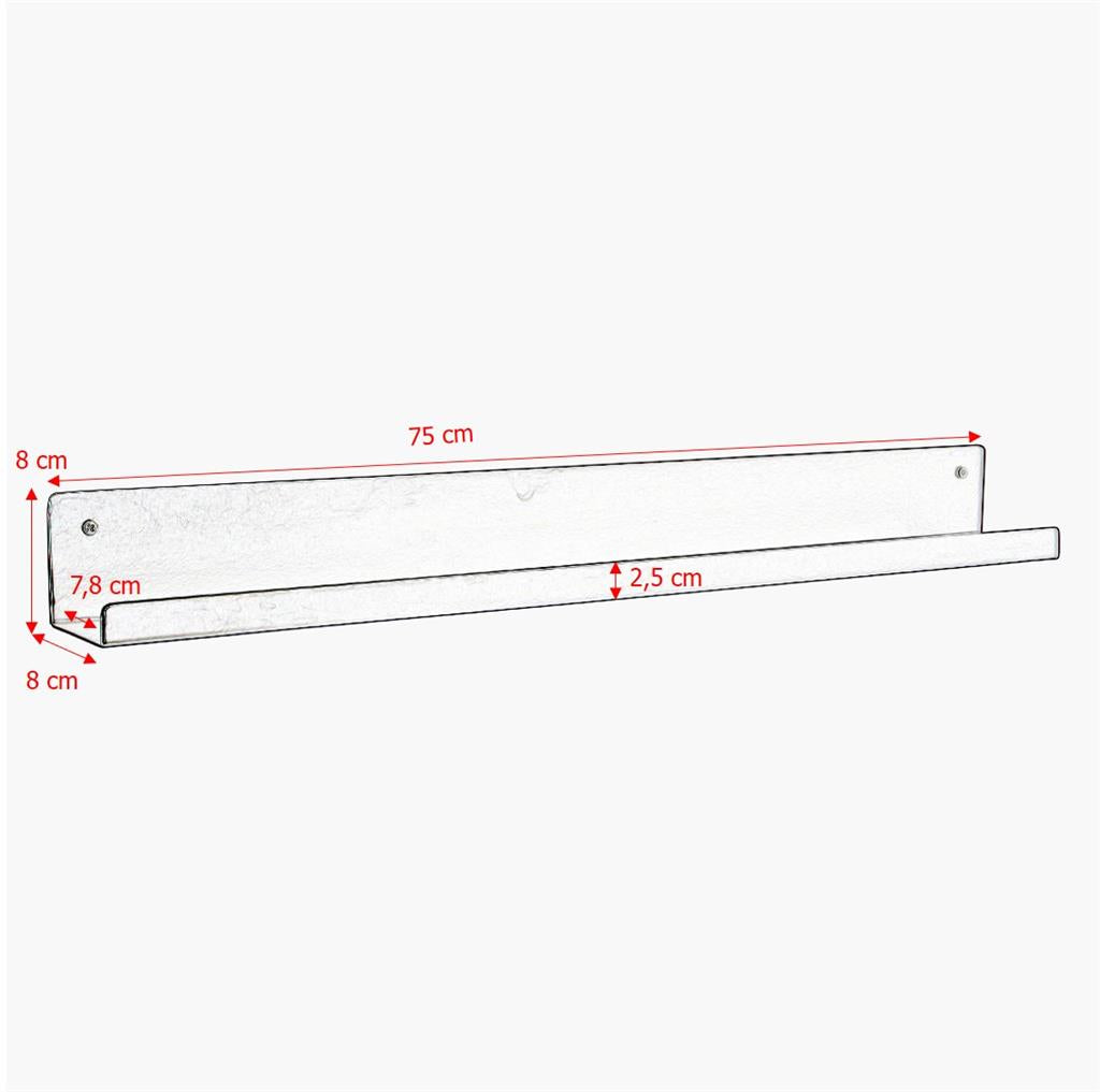 Metall Wandboard Timberline 75 cm in Schwarz Matt mit Bemaßung | STUFF Loft
