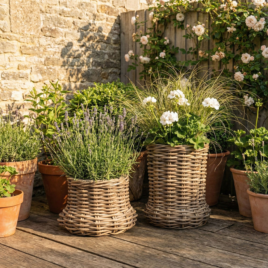 Gommaire Pflanzkorb Nell aus Rattan in den Größen Small und Large für Outdoor | Gommaire bei STUFF Shop kaufen