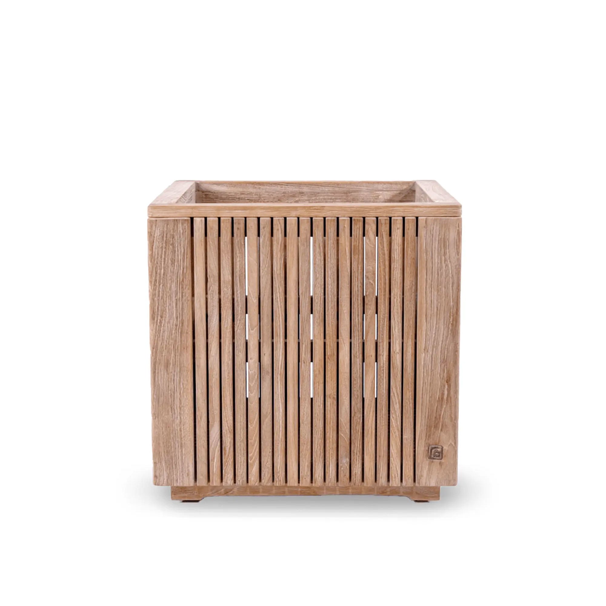 Pflanzkübel Nora laege aus Teakholz in Natural Grey für Outdoor | Gommaire bei STUFF Shop kaufen