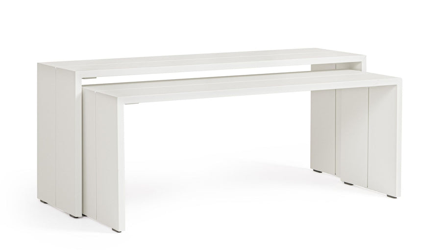 Outdoor Beistelltisch 2-Set Piper Weiss QS20 | Aluminium
