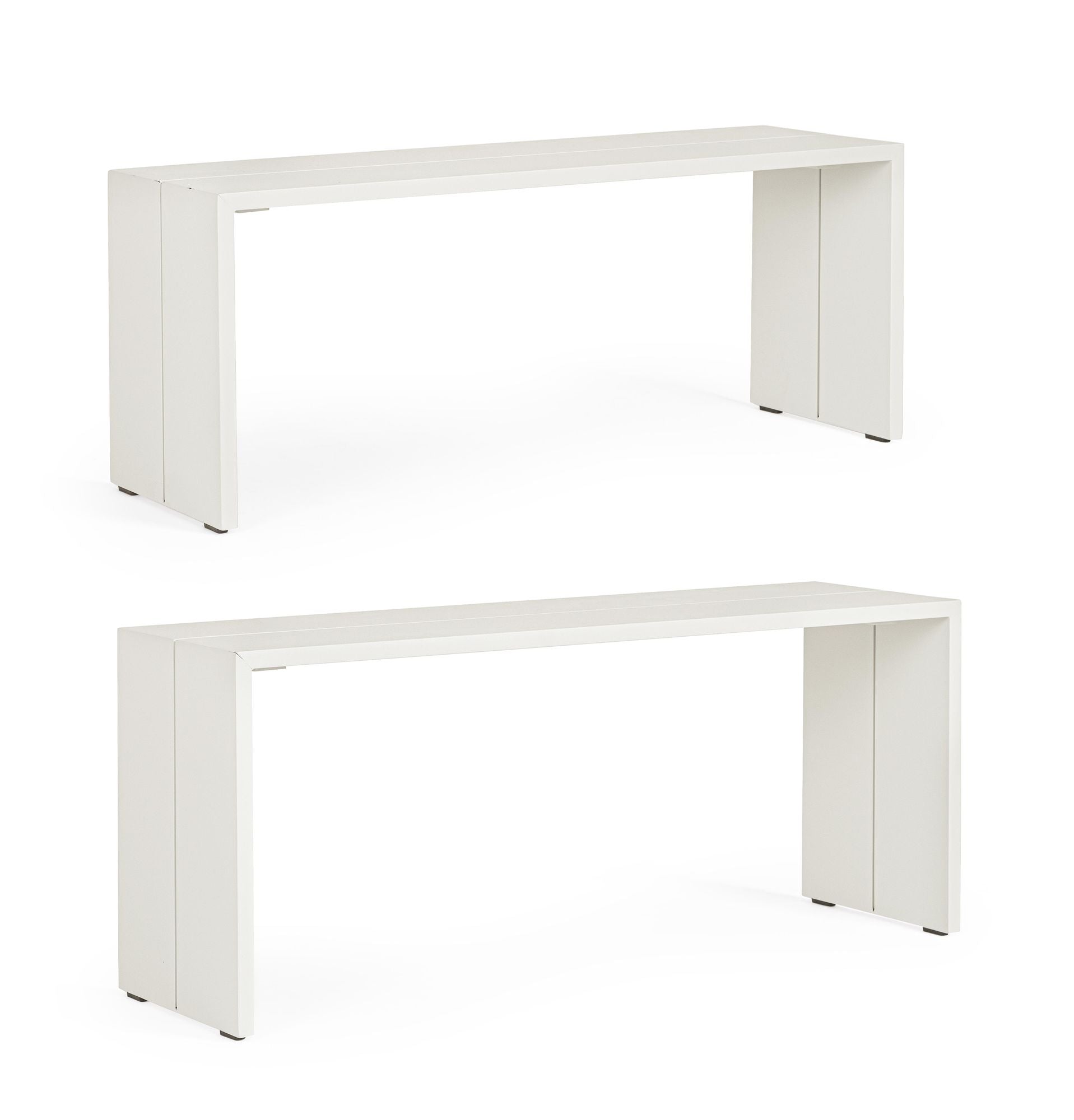 Outdoor Beistelltisch 2-Set Piper Weiss QS20 | Aluminium