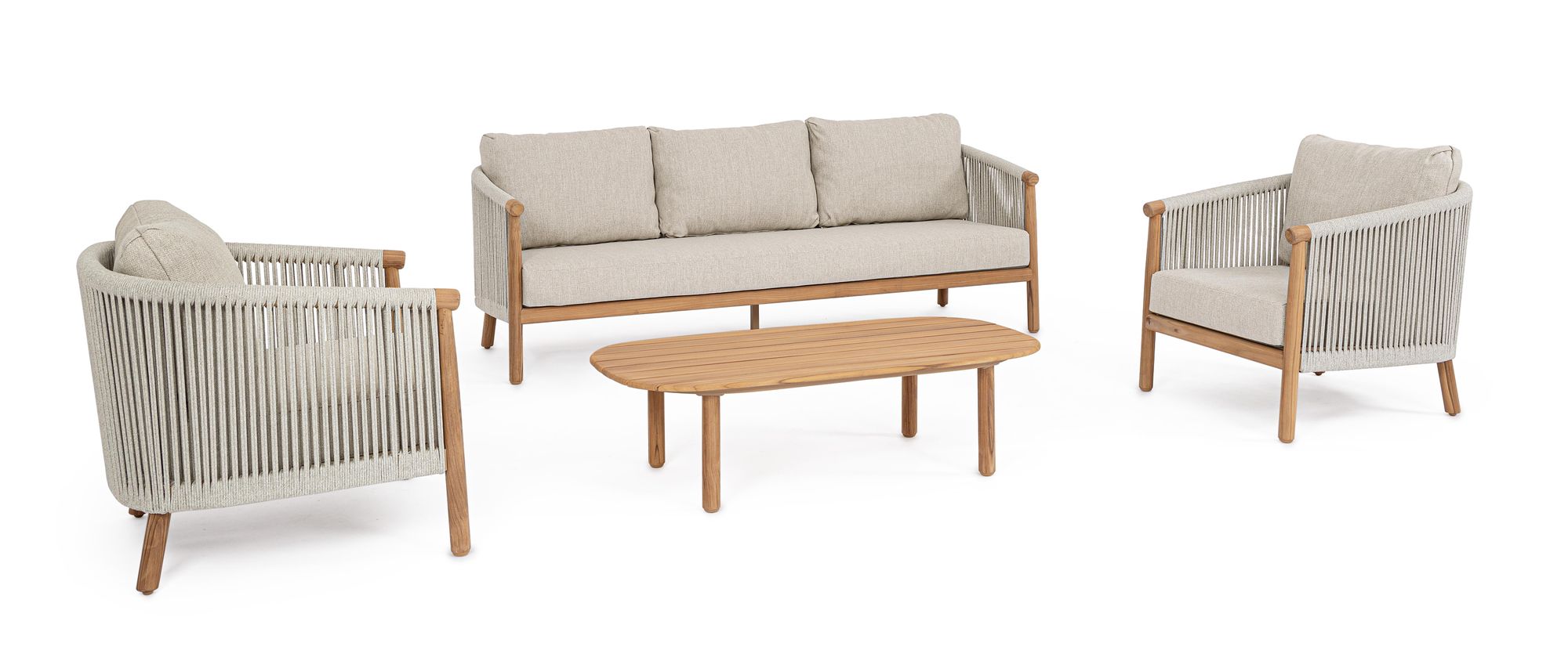 Outdoor Sitzgruppe Apollus mit Teakholz und Kissen | Bizzotto bei STUFF Shop kaufen