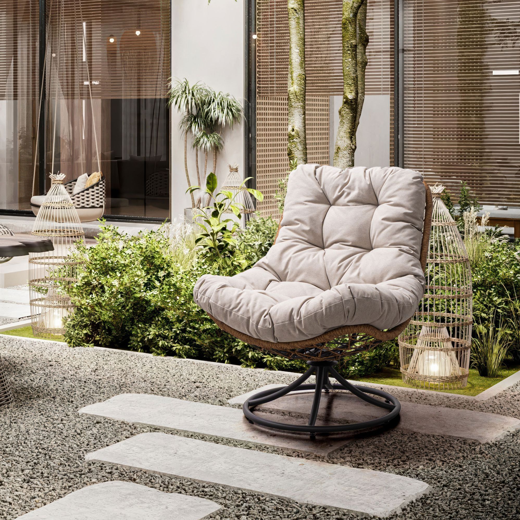 Outdoor Drehsessel Azores Anthrazit mit Kissen | Bizzotto bei STUFF Shop kaufen