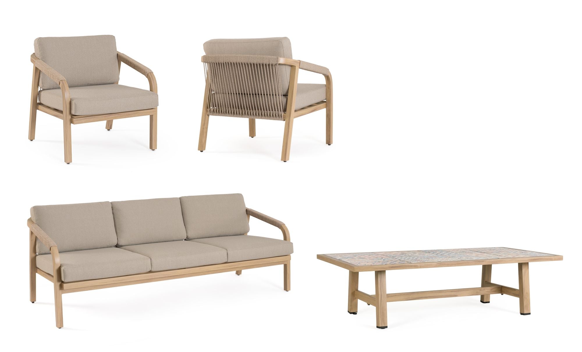 Outdoor Sitzgruppe Kalimera Dese Big mit Sofa, Sesseln und Tisch | Bizzotto bei STUFF Shop kaufen