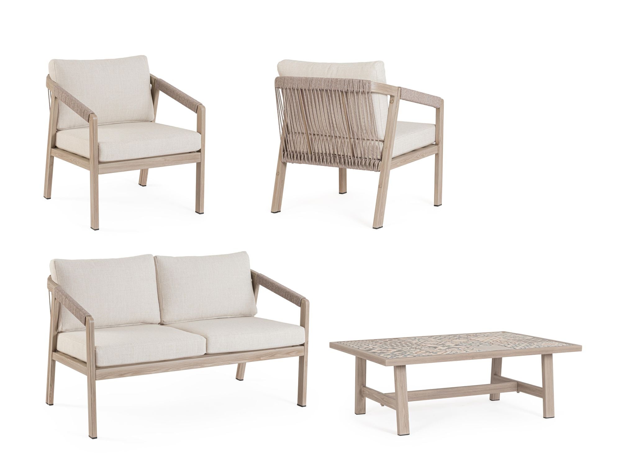 Outdoor Sitzgruppe Kalimera Timber aus Aluminium in Holzoptik | Bizzotto bei STUFF Shop kaufen