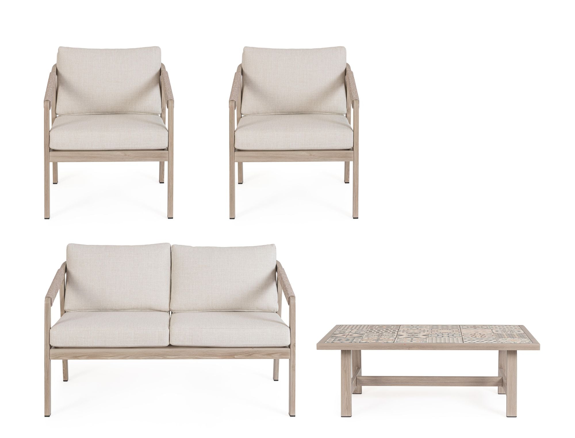 Outdoor Sitzgruppe Kalimera Timber aus Aluminium in Holzoptik | Bizzotto bei STUFF Shop kaufen